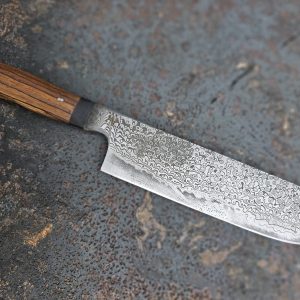 Damastküchenmesser Nakiri mit Kohlenstoffstahl Schneidlage